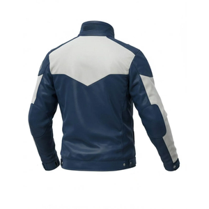 เสื้อแจ็คเก็ตหนังมอเตอร์ไซค์แขนยาว สีตัดต่อ กันลม ใส่ได้ทุกฤดู - Product Image 4