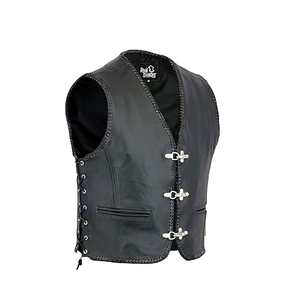 Gilet de club de motard en cuir noir de qualité supérieure pour hommes, du S au 3XL - Product Image 1