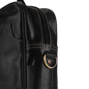 Classic Black Genuine Leather Laptop Bag Executive Office Messenger Bag with Padded Laptop Sleeve & Multi Compartments - Product Image 3