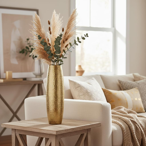 Vase en métal artisanal, porte-fleurs décoratif contemporain, élégant accent de décoration pour table, centre de table, salon, chambre à coucher - Product Image 4