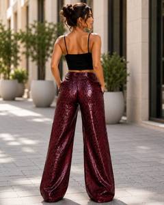 Pantalon en cuir imprimé serpent pour femme, pantalon en cuir taille haute, tenue tendance style streetwear - Product Image 4