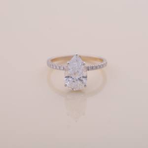 IGI Certified Oval Cut Lab Grown Diamond Hidden Halo Engagement-Wedding Ring in <b>Solid</b> 925 Sterling <b>Silver</b> with Pavé Band - Product Image 1