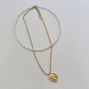 Collier classique pour femme, polyvalent, perles rondes de 3-4 mm, collier à double rang, chaîne de clavicule, accessoires de mode - Product Image 2