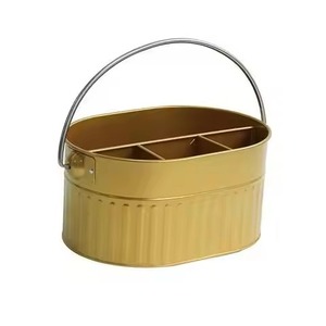 Gold Metal Cutlery <b>Caddy</b> With Handle Multi Compartment Utensil Holder <b>Kitchen</b> Flatware Organizer Tabletop Storage <b>caddy</b> - Product Image 1