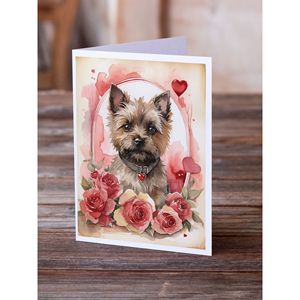 Cairn Terrier Valentine Roses Whimsical A7 Tarjetas de felicitación Paquete de 8 tarjetas de nota en blanco con sobres Tamaño 5x7 - Product Image 2