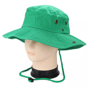 Unisex Green Waterproof Button Bucket <b>Hat</b> Solid Color Cotton Canvas Adjustable Outdoor Casual Adult Spring <b>Summer</b> - Product Image 1