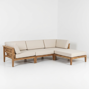 Salon de jardin en teck massif, ensemble de canapés modulaires d'extérieur résistant aux intempéries, canapés d'angle pour villa, hôtel, luxe - Product Image 1