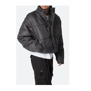 Best Selling Eco Edge Apparel High Quality Custom Cropped <b>Puffer</b> <b>Jackets</b> Men Winter Warm Black Waterproof Street-wear Unisex - Product Image 5