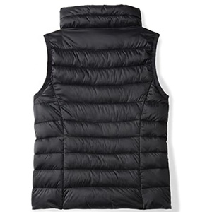 Black <b>Down</b> Vest Sleeveless Stand Collar Winter Warm Casual Outerwear Zipper Closure Solid Color 90% <b>Down</b> <b>Feather</b> Filling - Product Image 4