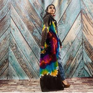 Belle Nouveau Kimono Robe D'été Surdimensionné Vacances Look Boho Festival Bohème Boho Chic À La Mode Femmes Tie Dye Kimono - Product Image 4