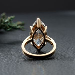 Anillo de Diamante Solitario con Corte Marquesa, Oro Amarillo, Joyería Fina para Mujer, Anillo de Compromiso, Proveedor Indio - Product Image 5