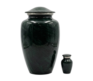 Urne funéraire élégante en ambre marbré pour cendres d'adultes – Grand récipient commémoratif avec petite urne à souvenirs assortie - Product Image 6
