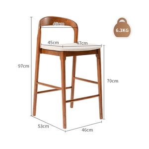 Wooden <strong>Bar</strong> <strong>Stools</strong> Counter Height <strong>Stool</strong> Barstools <strong>Bar</strong> Chairs Fabric Upholstered With Curved Backrest Footrest For Kitchen Island - Product Image 4
