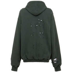เสื้อฮู้ดดี้แบบวินเทจผ้าหนานุ่มทรงโอเวอร์ไซส์ ดีไซน์พิเศษพร้อมเอฟเฟกต์ความเสียหายและงานตกแต่งระดับพรีเมียม - Product Image 2