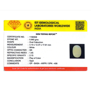 Natural White Opal Loose Gemstone 4.8 Carat Certified Raw 20mm - Product Image 4
