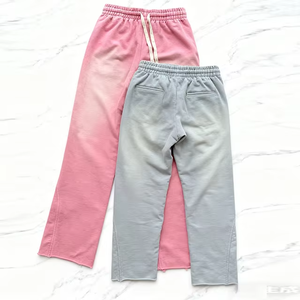 Pantalon de jogging en molleton avec logo personnalisé, 100% coton, effet délavé, en French Terry, coupe ample et évasée pour homme - Product Image 3