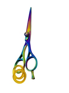Tijeras profesionales de peluquero de acero inoxidable 420C, Color arcoíris, corte de pelo de salón Romo, tijeras ajustables rectas, peluquería - Product Image 4