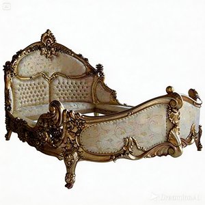 Offre Spéciale – Nouvelle Tête de Lit Classique Sculptée Style Rococo Français, Luxe Élégant Baroque, en Bois et Tissu, Taille King/Queen, Dorée Crème - Product Image 3