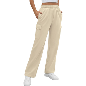 Pantalones Anchos de Mujer en Color Rosa Fucsia, Diseño Deportivo, con Banda Elástica de Felpa de Algodón, Corte Holgado, Bolsillos Prácticos - Product Image 3