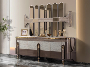 Modern Luxury Solid Mahogany Wood Dining Room Set Cabinet 6 Chairs Oval Kitchen <b>Table</b> Storage Sideboard <b>Buffet</b> Furniture - Product Image 2