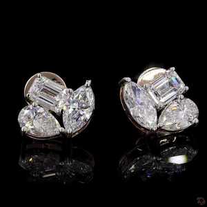 Pendientes Exclusivos de Perlas, Esmeraldas y Tres Diamantes, Cultivados en Laboratorio, Certificados por IGI, Color D E F, Claridad VVS VS, Oro, Oro Rosa, Oro Blanco - Product Image 3