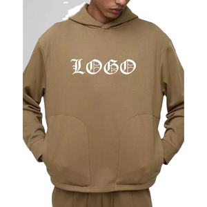 เสื้อฮู้ดดี้ผู้ชายทรงบ็อกซี่ ผ้าฝ้ายฟลีซ พิมพ์โลโก้ได้ เป็นมิตรกับสิ่งแวดล้อม เหมาะสำหรับฤดูหนาว เนื้อผ้าเฟรนช์เทอร์รี่หนานุ่ม - Product Image 1