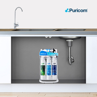 Sistema de Ósmosis Inversa de Flujo Directo Puricom CE-6T-DE Aura Cebilon con Bomba Eléctrica Debajo del Fregadero Incluida, Sistema Doméstico 110/220V