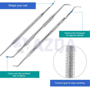 Professional Reusable Stainless Steel Double Ended <b>Nail</b> Lifter & <b>File</b> Set with Angled Straight Tips for Manicure & Pedicure Care - Product Image 2