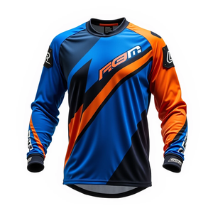 Jersey de Motociclismo de Manga Larga para Hombre, Azul y Naranja, de Secado Rápido, Ropa de Carreras, Camiseta de Carreras para Adultos, Jersey de Motocross para Todas las Temporadas - Product Image 1