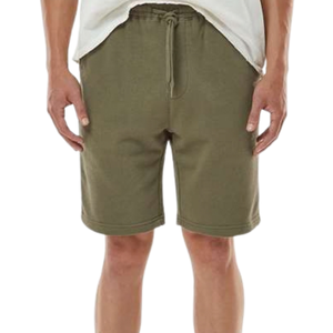 Custom <b>Men's</b> Olive Green Plain <b>Shorts</b> <b>Elastic</b> <b>Waist</b> Drawstring Side Pockets Back Patch Pocket Casual Daily Wear Wholesale <b>Shorts</b> - Product Image 1