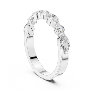 Anillo de Diamantes de Oro Amarillo de 10K para Mujer, Corte Marquesa, Diamante Cultivado en Laboratorio con Certificado IDGL, Color F, Anillo de Compromiso Moderno, Estilo Media Eternidad - Product Image 5