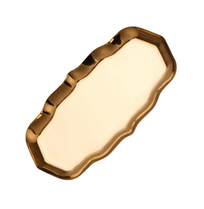 Bandeja de Servicio Chapada en Oro para Uso Decorativo en el Hogar y Hoteles, Plato de Servicio Decorativo, Bandeja de Servicio de Acero Inoxidable Chapada en Plata, Tamaño Personalizado - Product Image 1