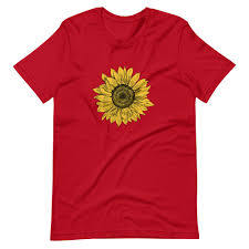 T-shirt en coton doux à motif tournesol avec tissu tricoté respirant, coupe ajustée, style rétro - Product Image 3