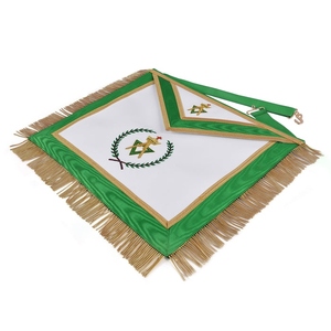 Delantal Masónico Sovereign Master Allied con Grados, Cinta Verde, Ribete Dorado y Flecos, Regalia Masónica, Vestimenta Ceremonial para Logia - Product Image 5