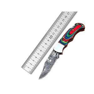 Cuchillo de bolsillo Burraq hecho a mano con hoja de acero de Damasco, opción OEM para bricolaje, mango elegante, funda de cuero, para regalos y uso en exteriores. - Product Image 1