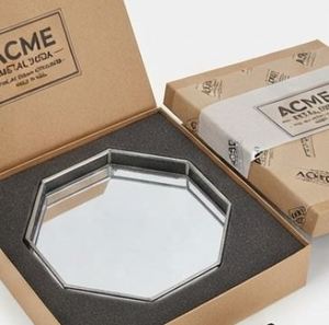 Plateau miroir hexagonal en métal et verre, design unique, taille moyenne, plateau de service pour la vaisselle, les mariages et les événements spéciaux - Product Image 6