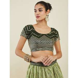 Sorprendente lentejuelas verdes arte seda novio desgaste elegante boda Lehenga Choli con características de comodidad Premium - Product Image 4