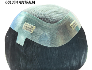 Prothèse capillaire droite premium Golden Australia Border pour hommes, cheveux indiens Remy, technique PU, haute qualité, design central, base en dentelle et PU - Product Image 5