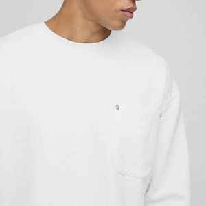 Sweat-shirt à col rond blanc pour homme, manches longues, coupe ample, poche tricotée, style décontracté, pull d'automne - Product Image 6