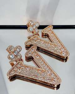 Custom Gold Plated 925 Sterling Silver Hip Hop Letter K Pendant Emerald Cut VVS1 Moissanite Trendy Iced Chunky Design <b>Rope</b> <b>Chain</b> - Product Image 3