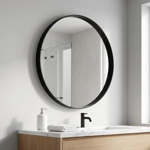 Specchio da Bagno Rotondo Nero da 20 Pollici con Cornice Profonda in Acrilico - Product Image 4