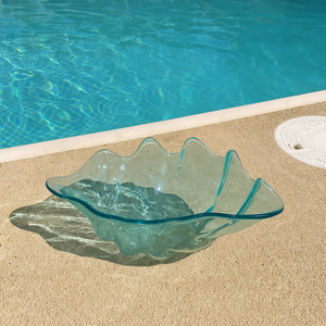 Bol à salade moderne en plastique acrylique bleu en forme de coquillage pour les fêtes - Product Image 1