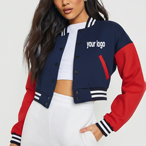 Veste de style hip-hop pour femmes de haute qualité, respirante, légère, en peau de mouton et coton, avec broderie de logo personnalisée - Product Image 1