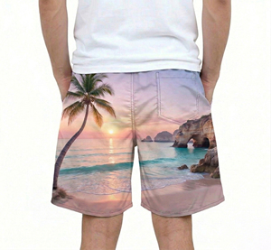 Short de bain pour homme en maille respirante légère à séchage rapide imprimé par sublimation 100% polyester, sexy, pour la plage et la natation - Product Image 4