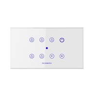 Sakelar Sentuh WiFi Pintar 4-Gang Kualitas Terbaik Panel Kaca Tempered Berperingkat IP40 12A 240V Kontrol Suara Google Assistant Alexa Fox