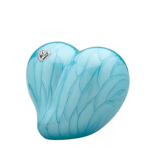 Urne commémorative contemporaine en émail bleu océan en forme de cœur avec accent de pierre solitaire scintillante pour les cendres d'un être cher - Product Image 4