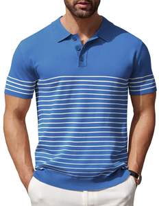 New Arrival Men's Sky <b>Blue</b> Color Stripped Design <b>Polo</b> <b>Shirts</b> Custom Logo Anti Pilling 220 Grams fabric Men's <b>Polo</b> <b>Shirt</b> - Product Image 3