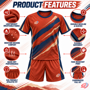 ชุดฟุตบอลเด็กแบบเต็มชุด Canyon Motion เสื้อเจอร์ซีย์ กางเกงขาสั้น ชุดทีมฟุตบอลประสิทธิภาพสูง - Product Image 5