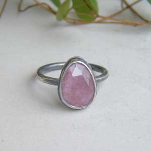 แหวนเพชรควอตซ์สตรอว์เบอร์รีแฮนด์เมดสุดหรู ชุบทอง 14K ขนาด 7.5 ประดับอัญมณีธรรมชาติ ของขวัญสำหรับผู้หญิง - Product Image 1