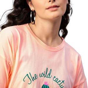 Camiseta Gráfica Oversize Personalizada para Mujer, Estampado de Playa de Verano, Algodón, Ajuste Holgado, Estilo Casual Urbano, Venta al por Mayor OEM - Product Image 4